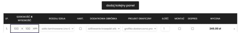 cennik paneli szklanych online wybierz rozmiar Cennik paneli szklanych online – wybierz rozmiar