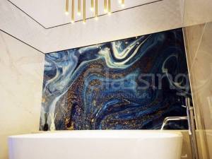 panele szklane do łazienki wzór kamień