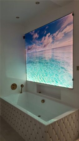 nowoczesne podświetlane panele szklane LED w łazience